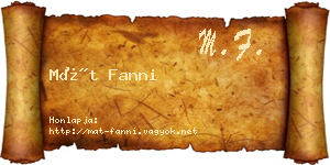 Mát Fanni névjegykártya